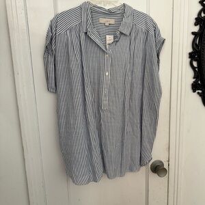 LOFT Women’s Blue Striped Shirt NWT